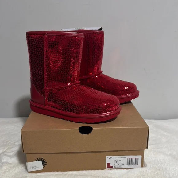 UGG Red Sparkle Ankle Boots